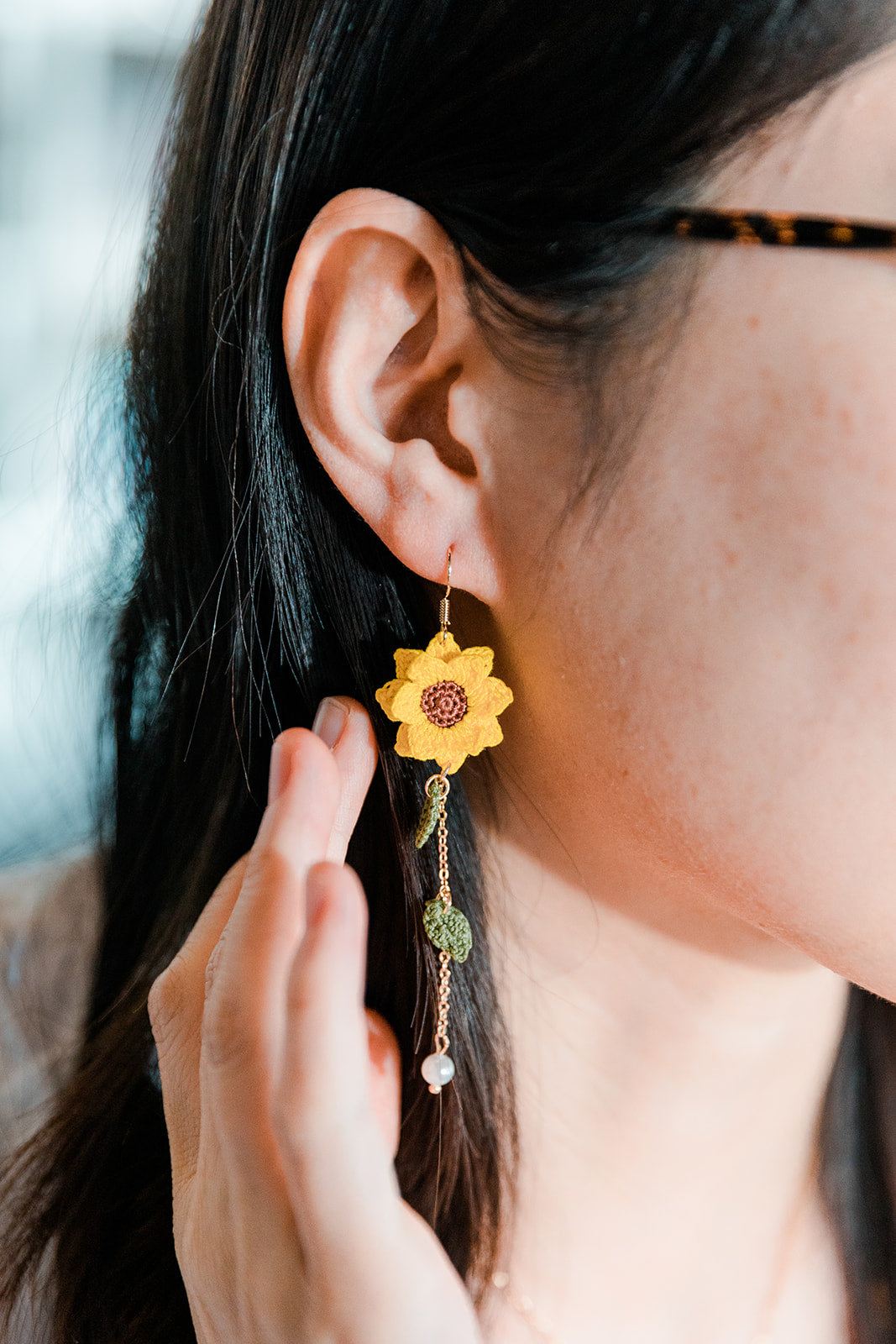 Microcrochet Sunflower Earring