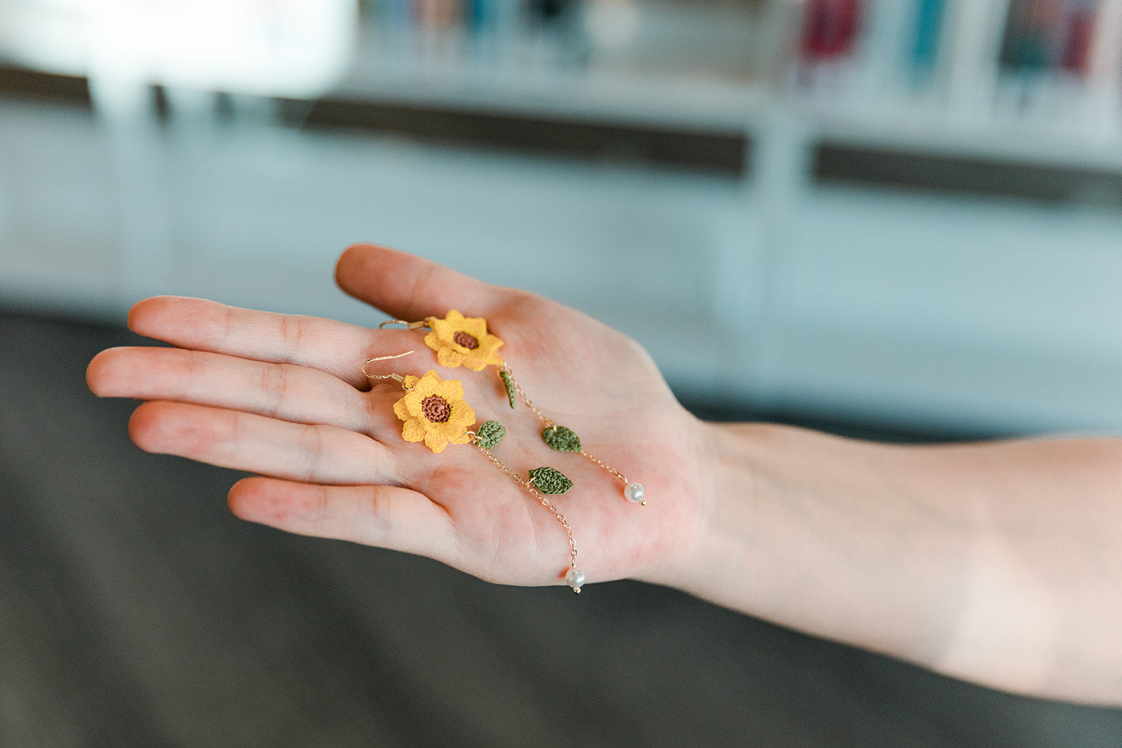 Microcrochet Sunflower Earring