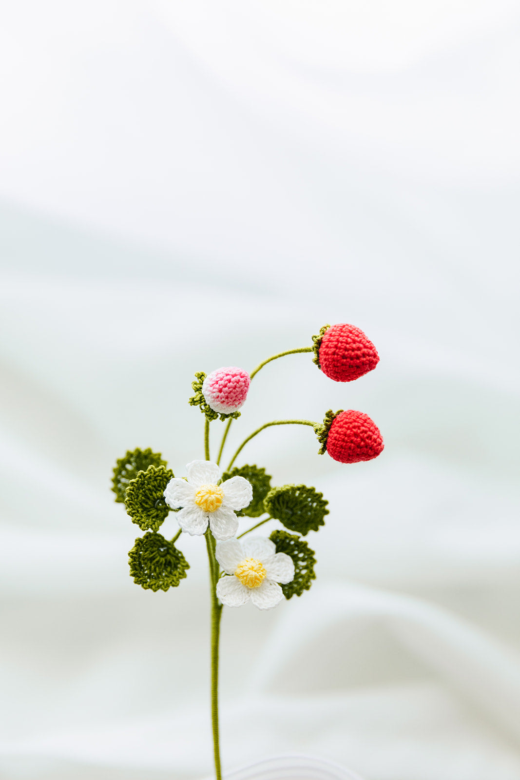 Microcrochet Red Strawberry Bookmark