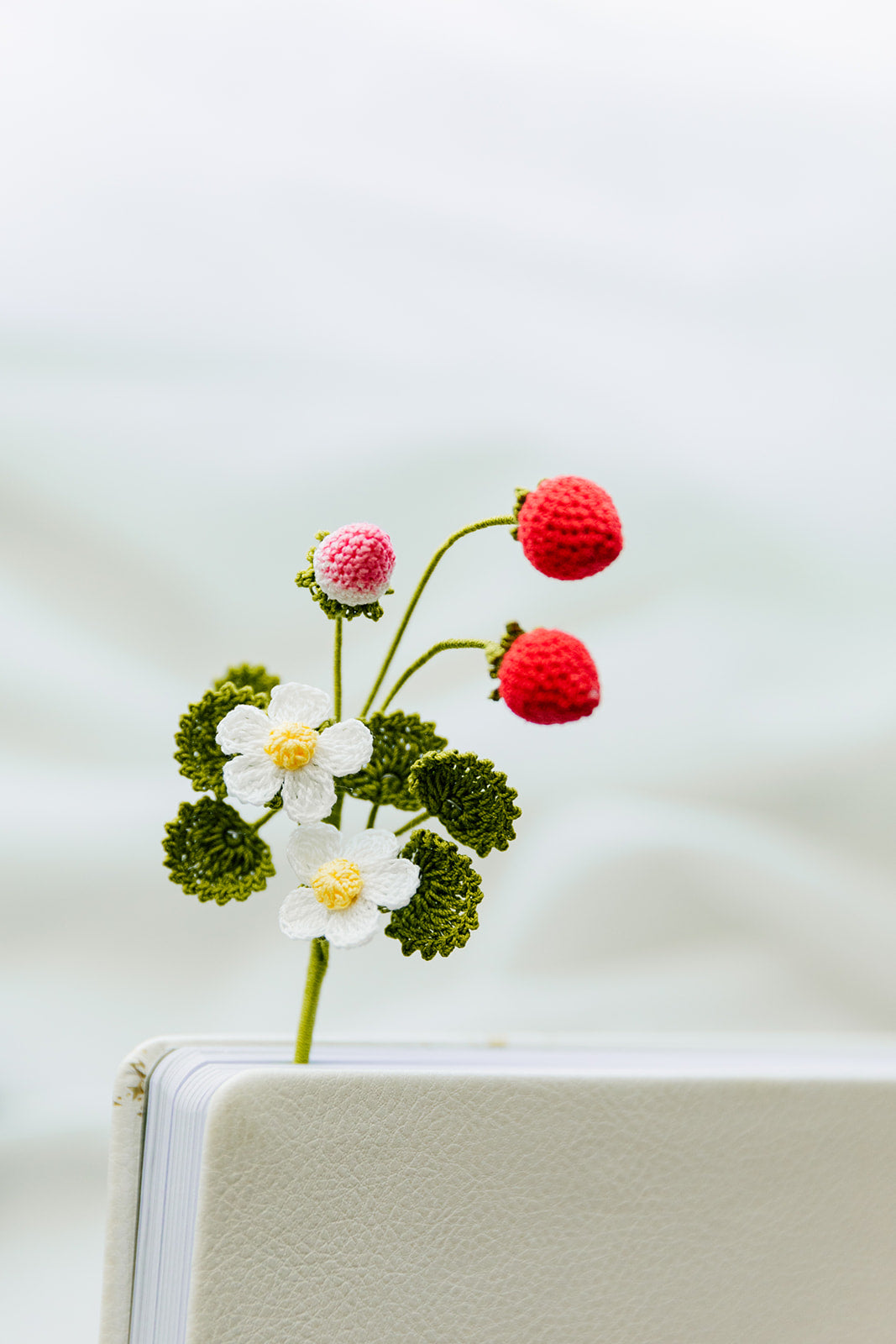 Microcrochet Red Strawberry Bookmark