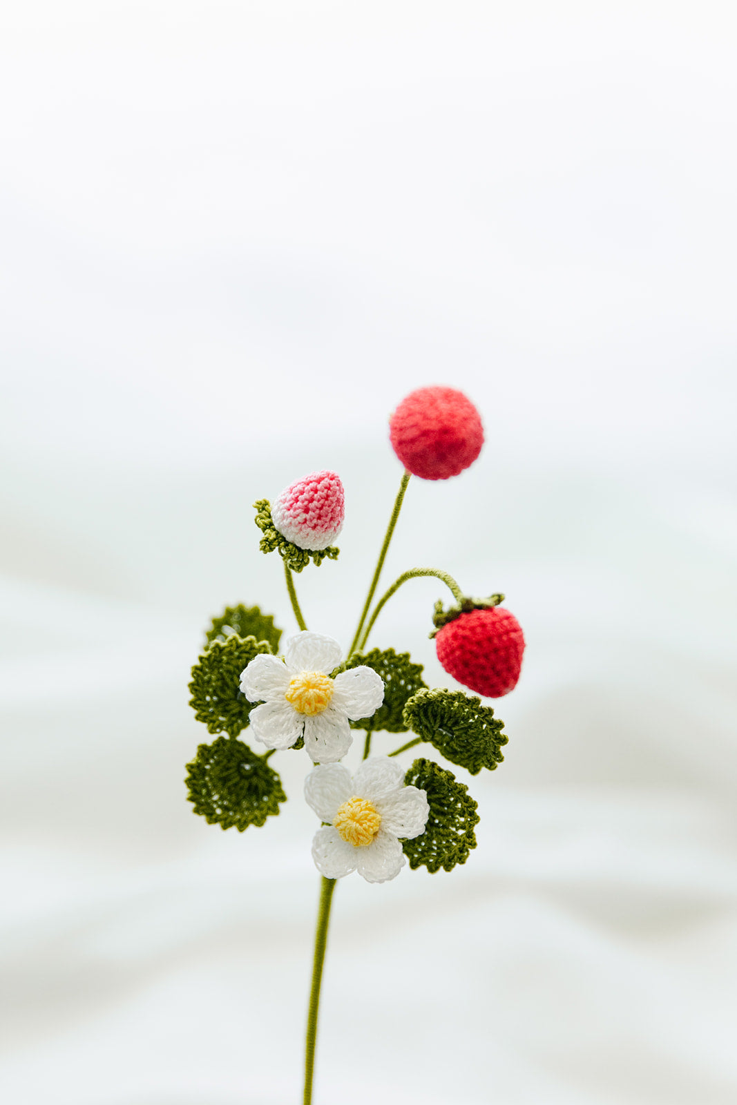 Microcrochet Red Strawberry Bookmark