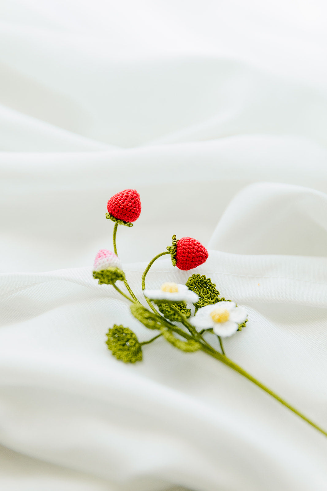 Microcrochet Red Strawberry Bookmark