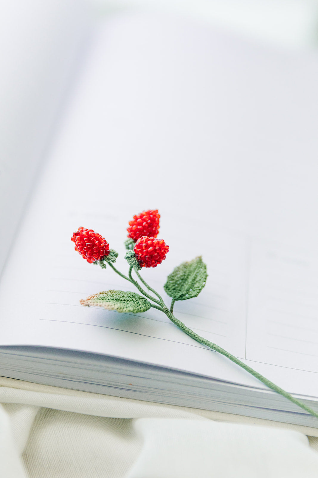 Microcrochet Rasberry Bookmark