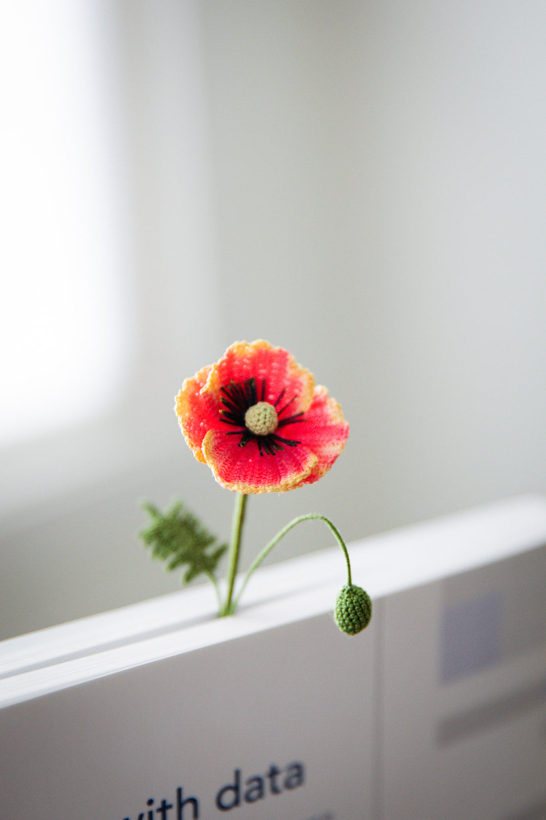 Microcrochet Small Poppy Bookmark