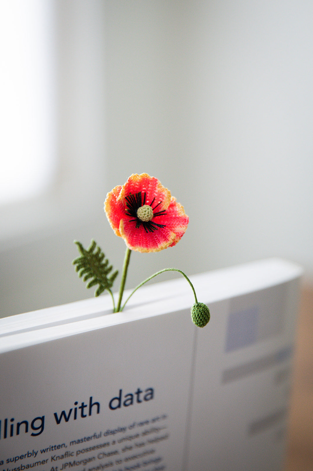 Microcrochet Small Poppy Bookmark