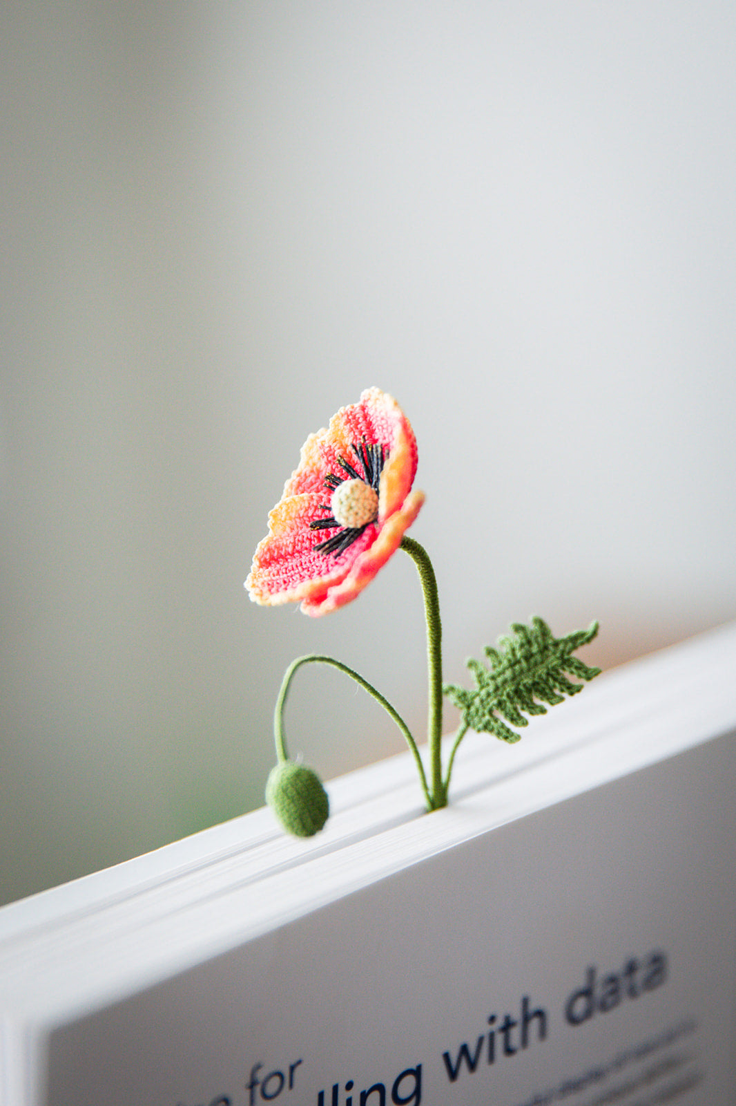 Microcrochet Small Poppy Bookmark