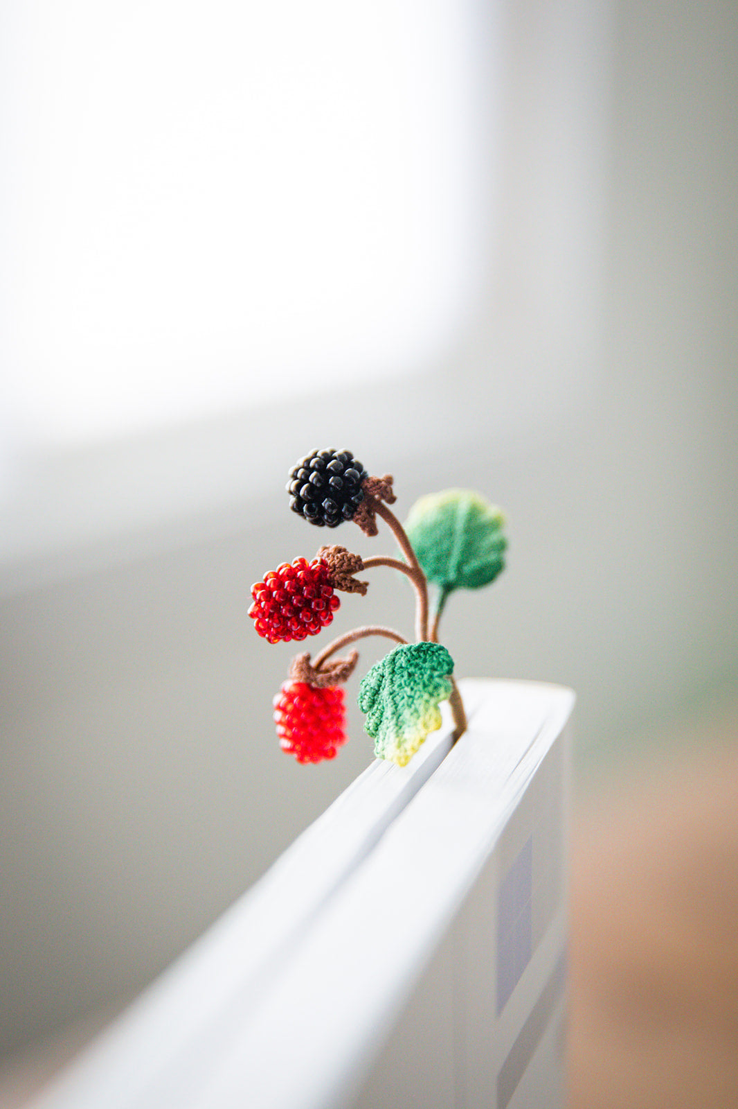 Microcrochet Rasberry Bookmark