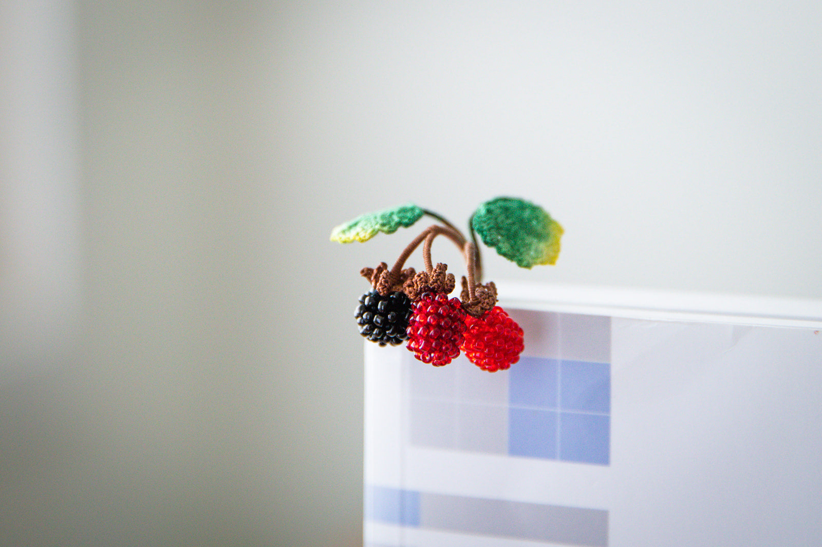 Microcrochet Rasberry Bookmark