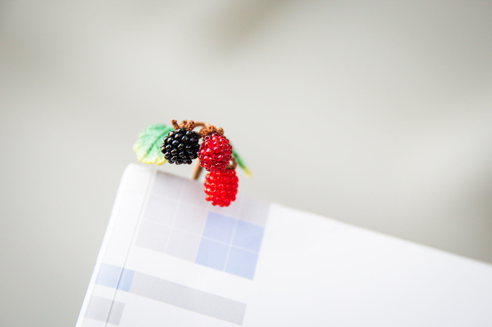 Microcrochet Rasberry Bookmark