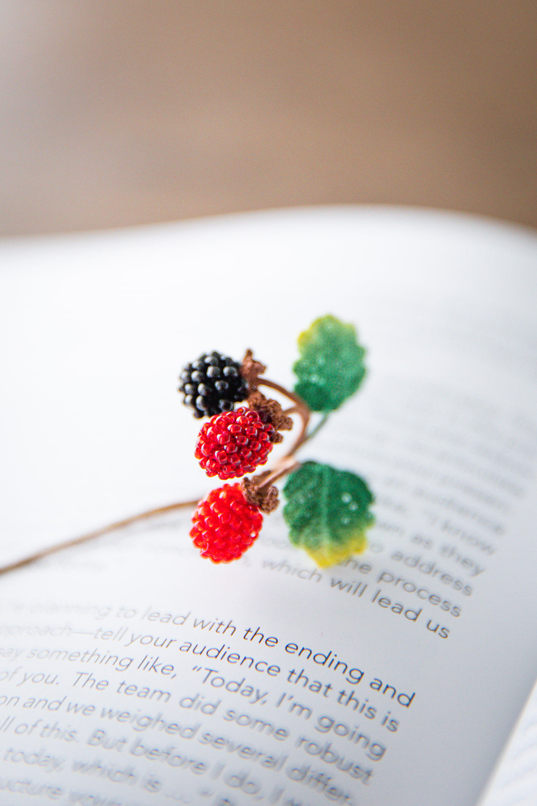 Microcrochet Rasberry Bookmark