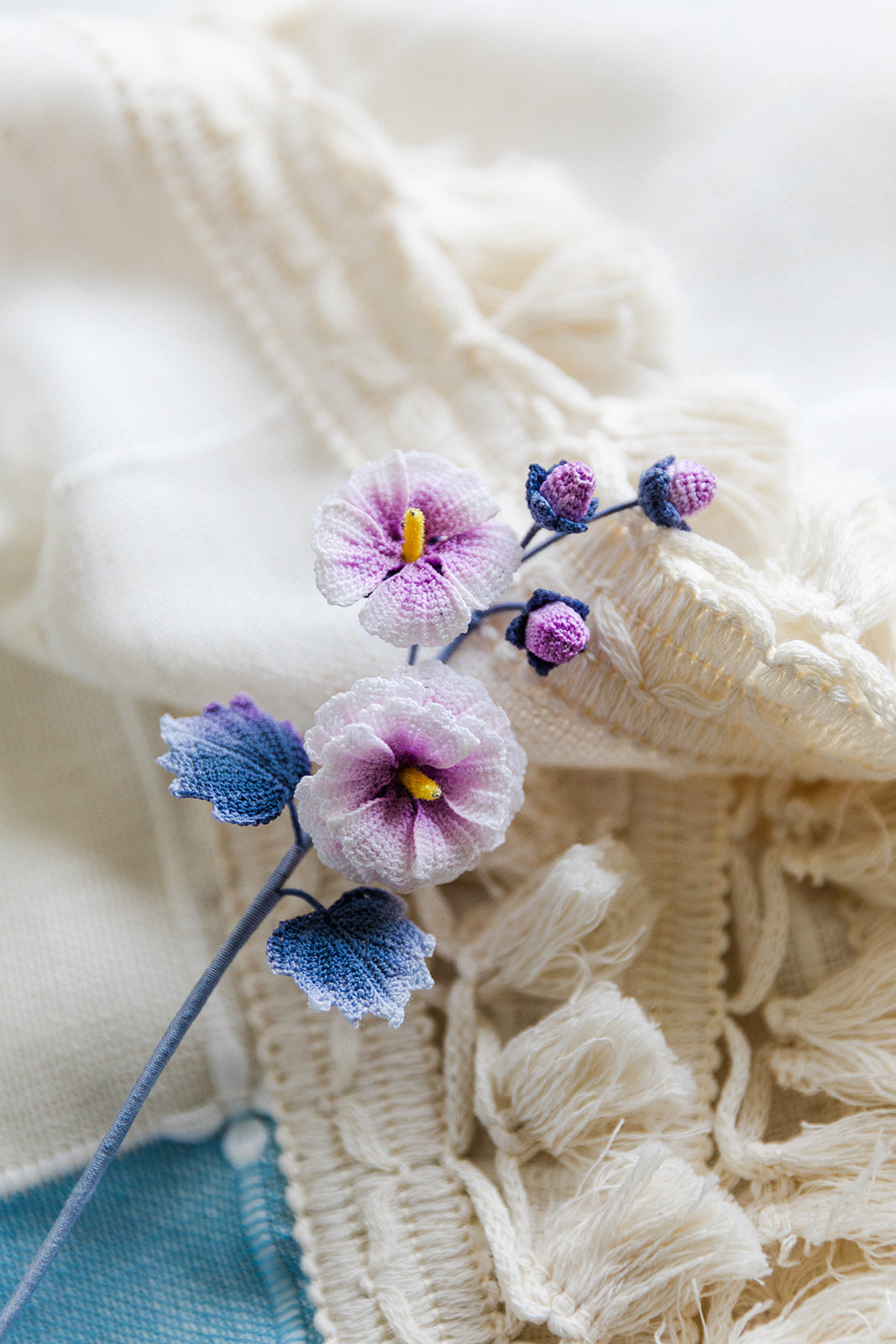 Microcrochet Hollyhock Bookmark