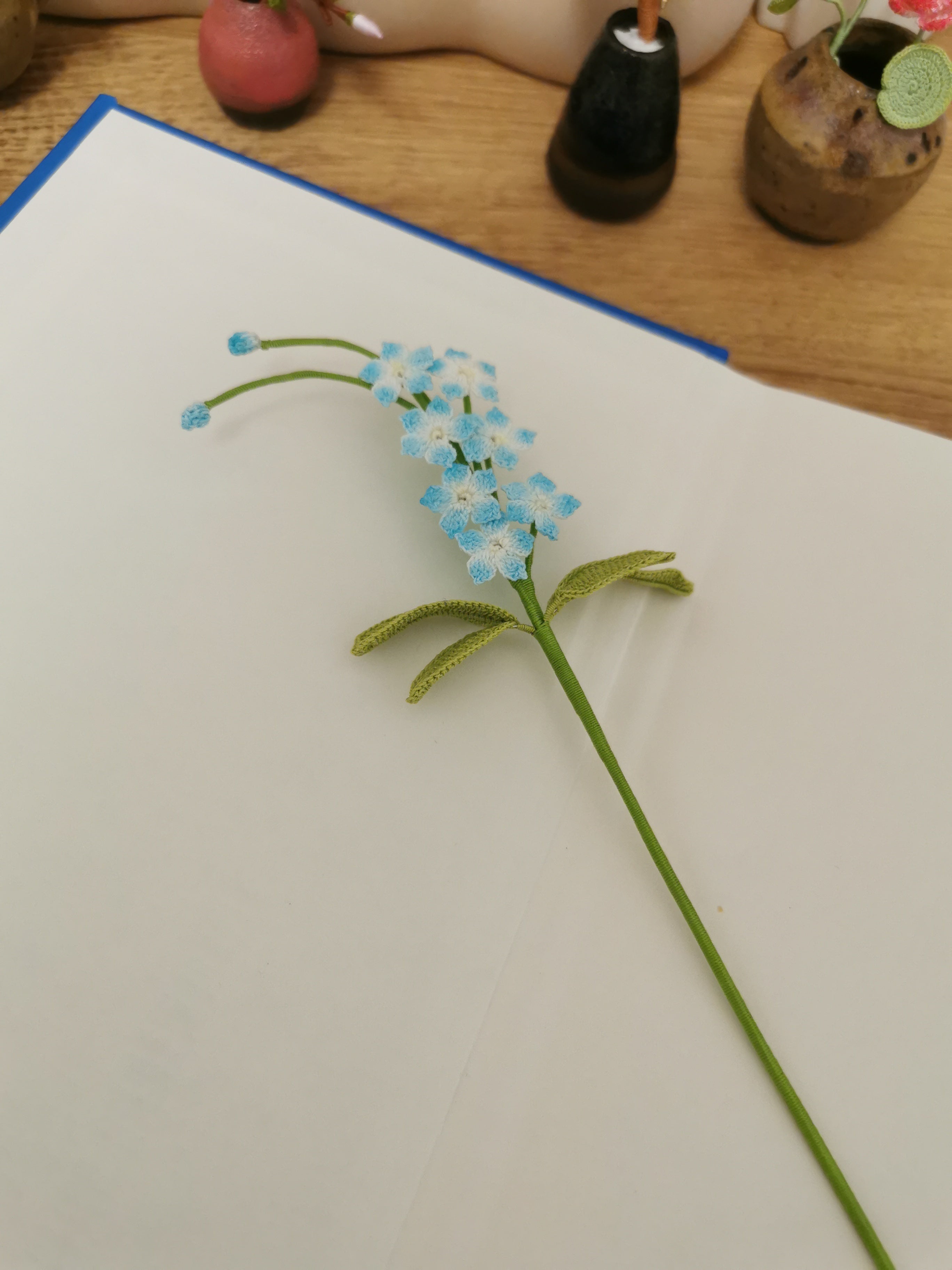 Microcrochet Forget Me Not Bookmark