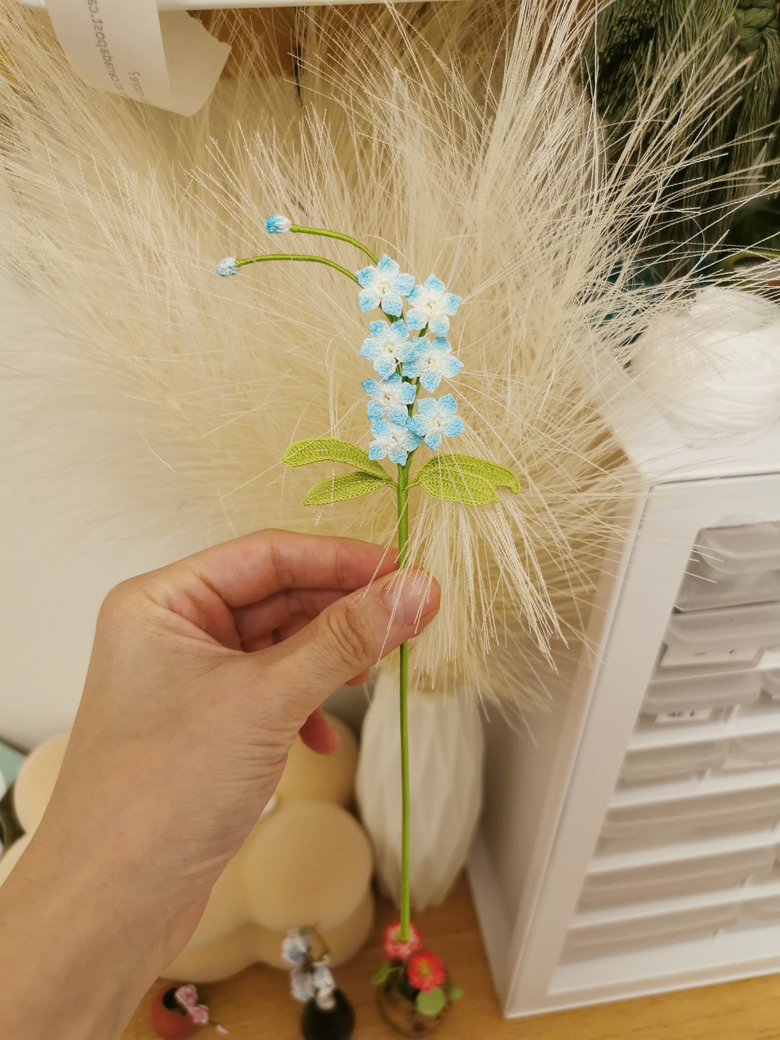 Microcrochet Forget Me Not Bookmark