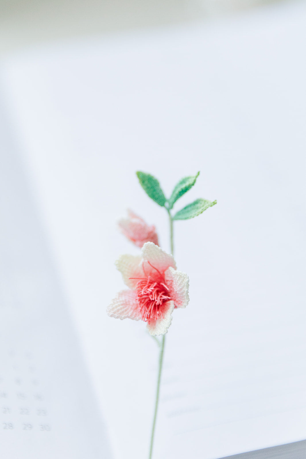 Microcrochet Peach Flower Bookmark