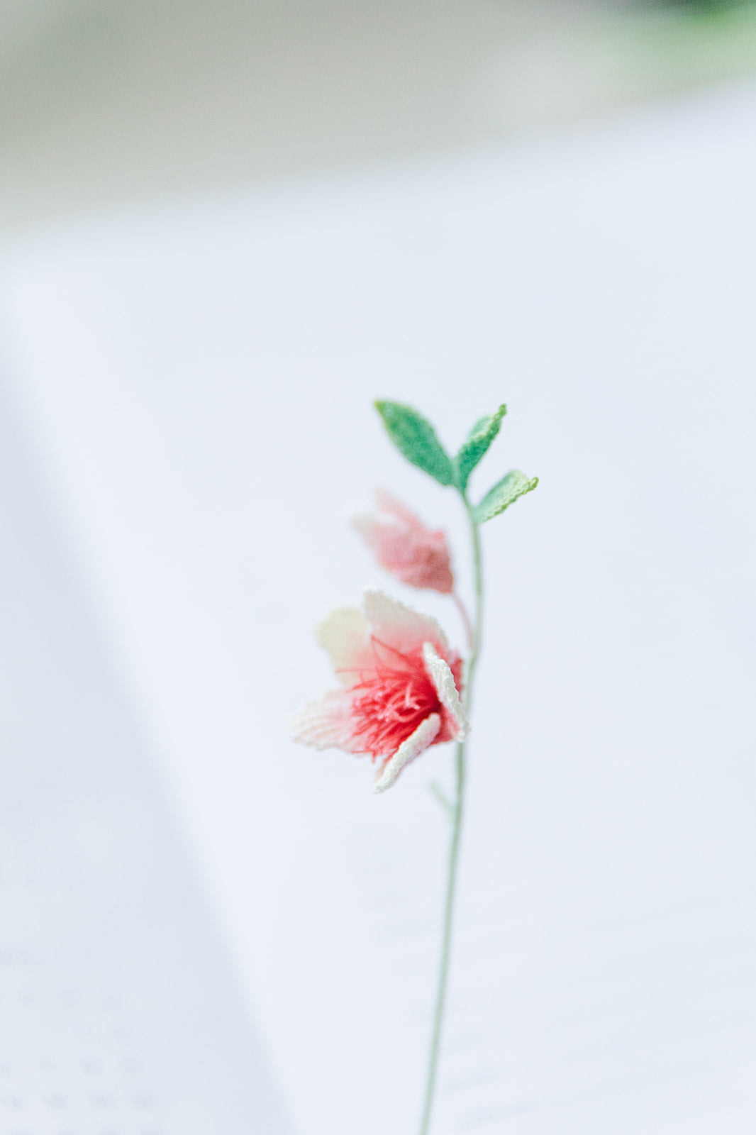 Microcrochet Peach Flower Bookmark