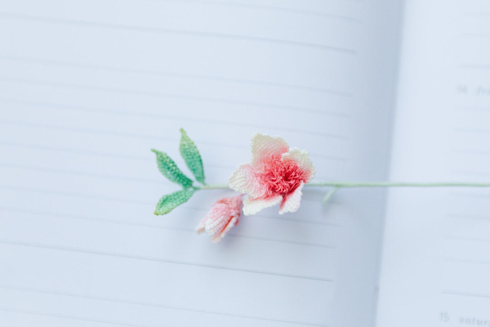 Microcrochet Peach Flower Bookmark