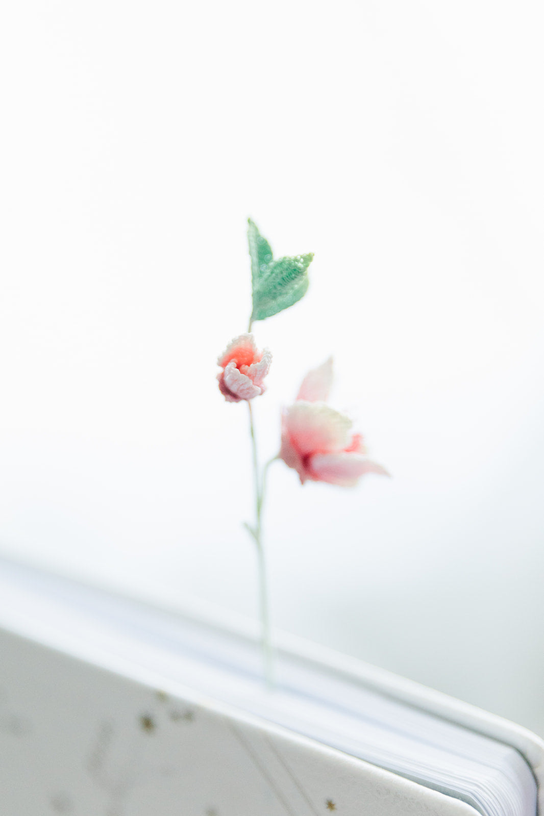 Microcrochet Peach Flower Bookmark