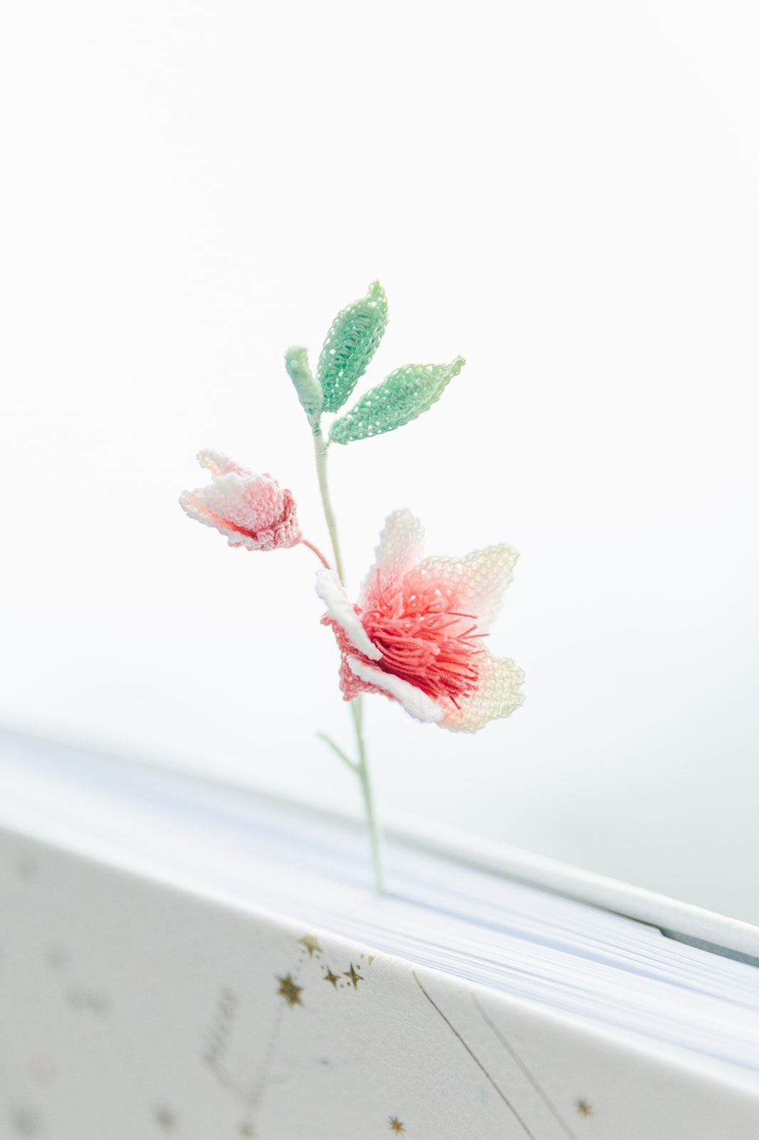 Microcrochet Peach Flower Bookmark