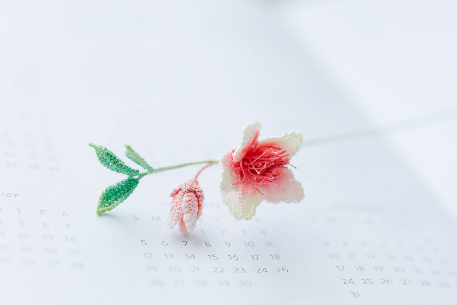 Microcrochet Peach Flower Bookmark