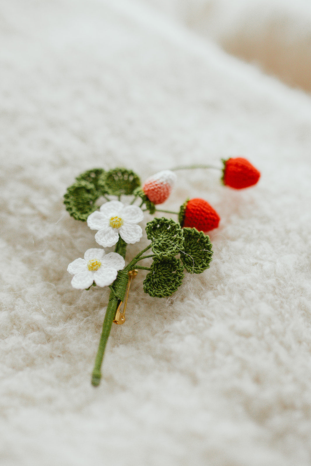 Microcrochet Strawberry Brooch