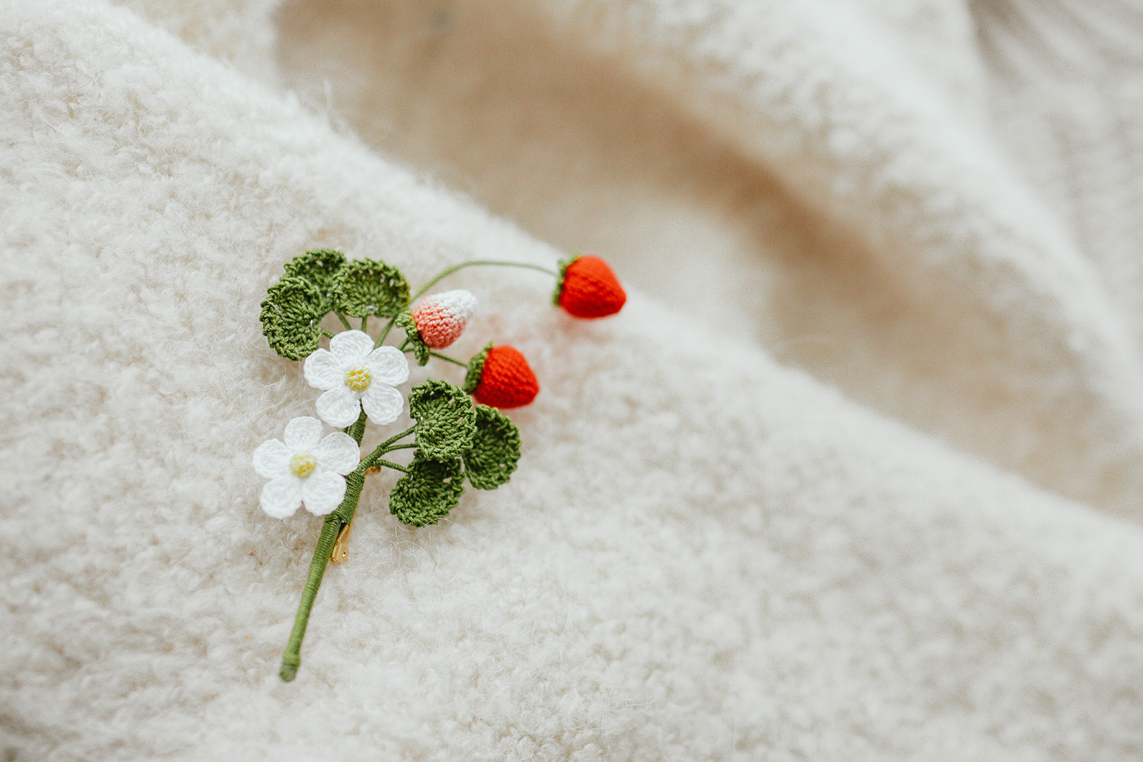 Microcrochet Strawberry Brooch