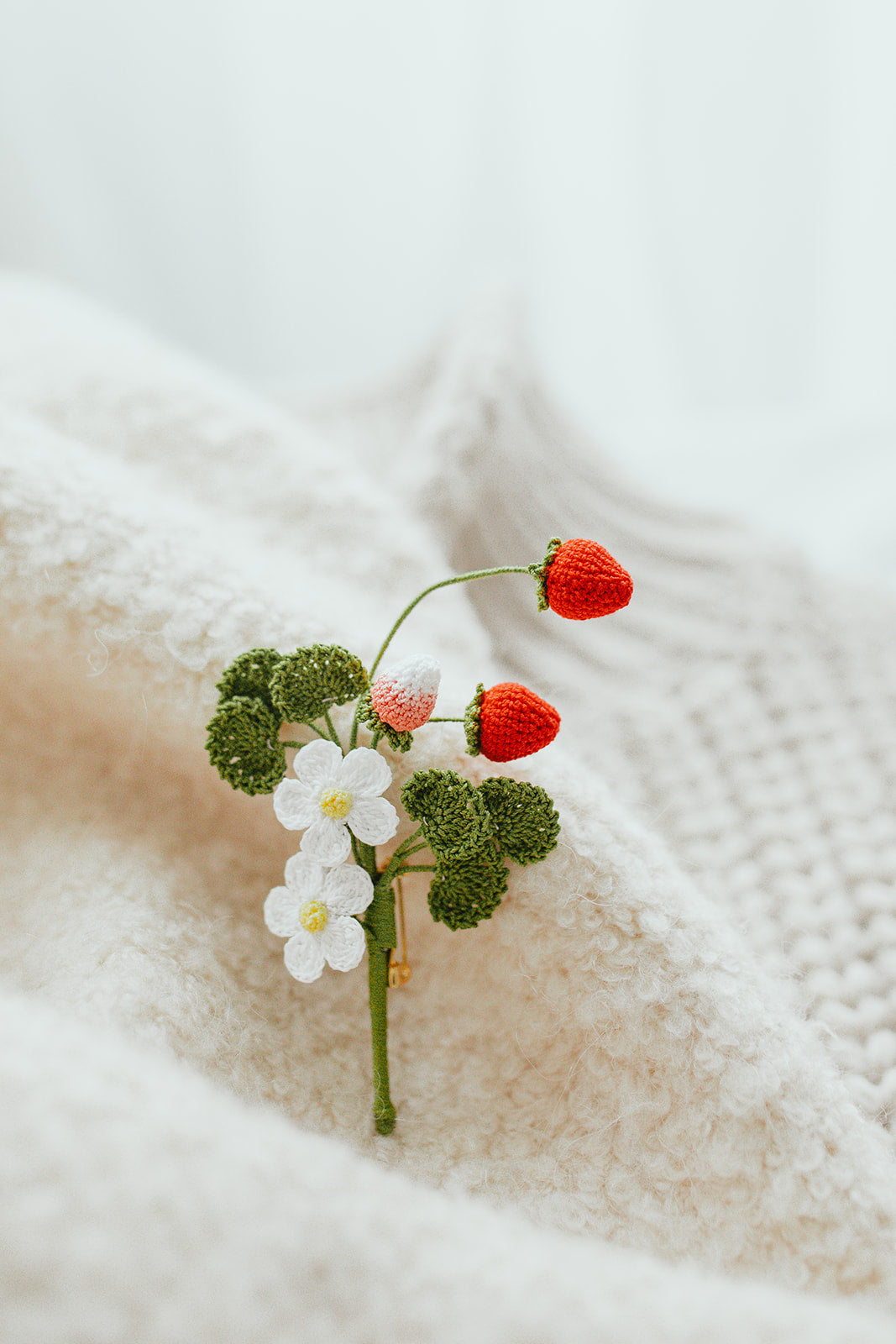 Microcrochet Strawberry Brooch