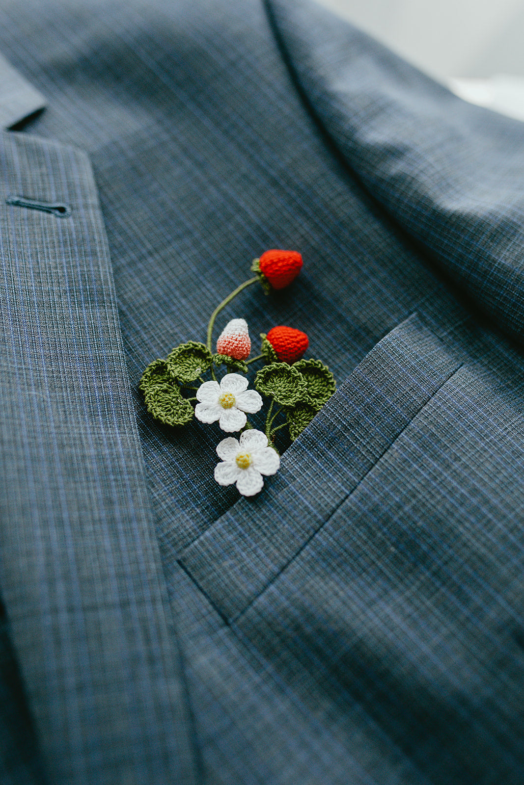 Microcrochet Strawberry Brooch