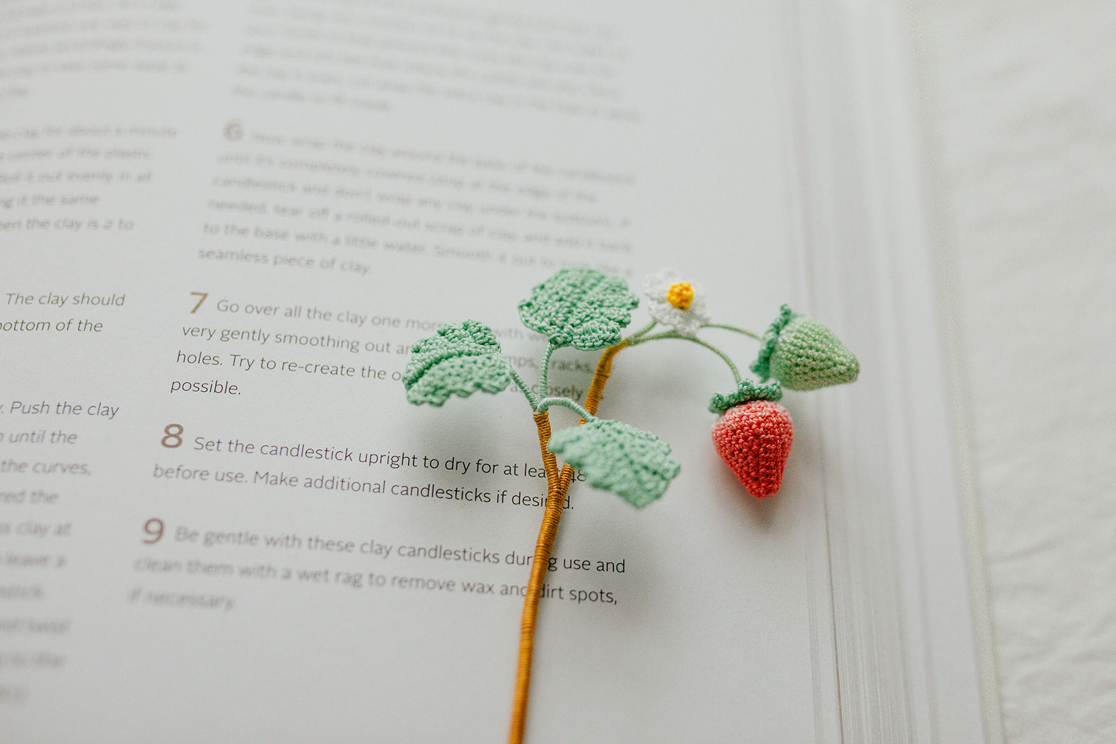 Microcrochet Strawberry Bookmark